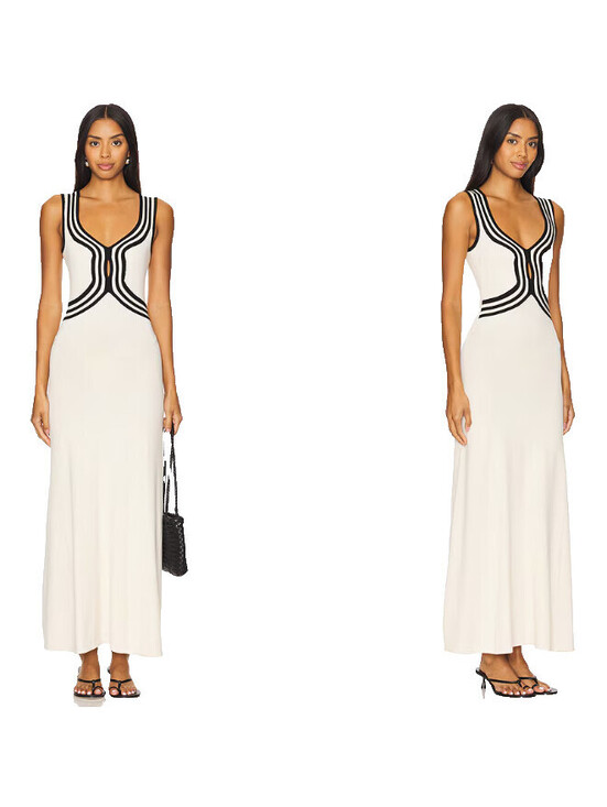 Sovere Dresses & Skirts - Sovere Swell Knit Long Dress  sleevless black beige size M NWT $219msrp